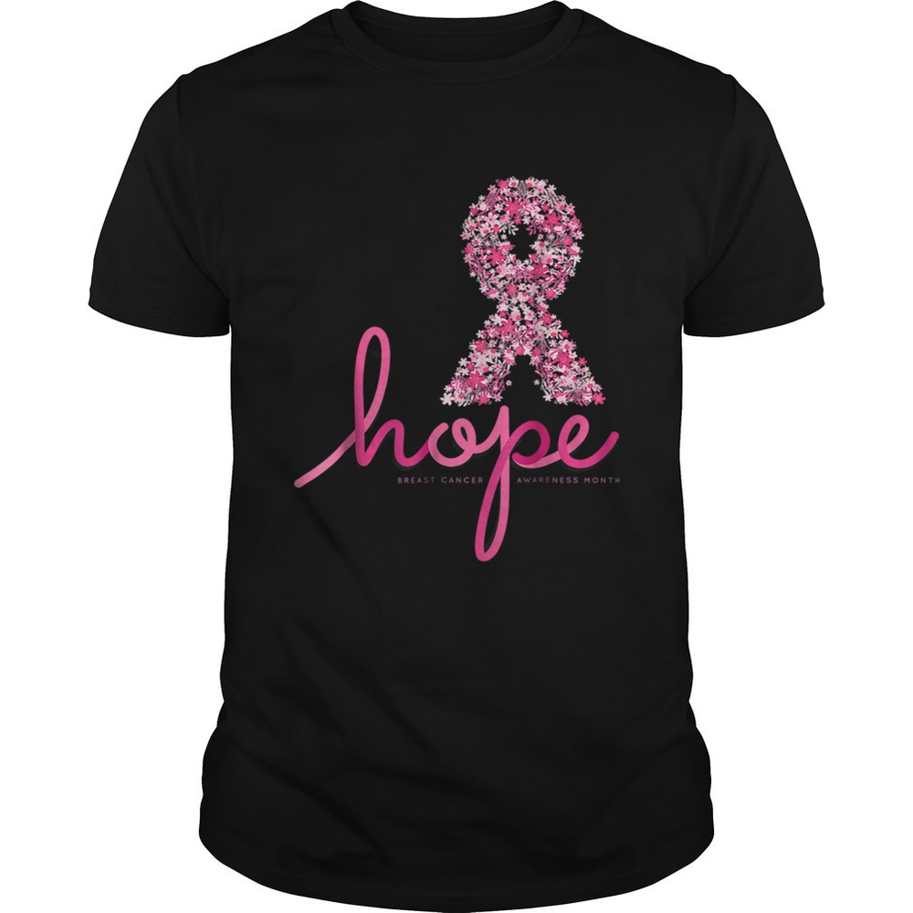 Hope Breast Cancer Awareness Shirt  Flowers Ribbon Tshirt